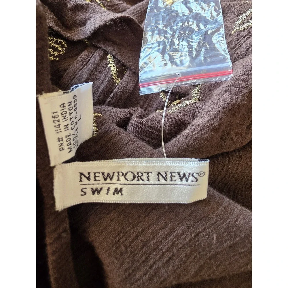 NWoT Newport News Pareo Brown Floral Cotton Wrap Skirt Resort Cover Up Sarong